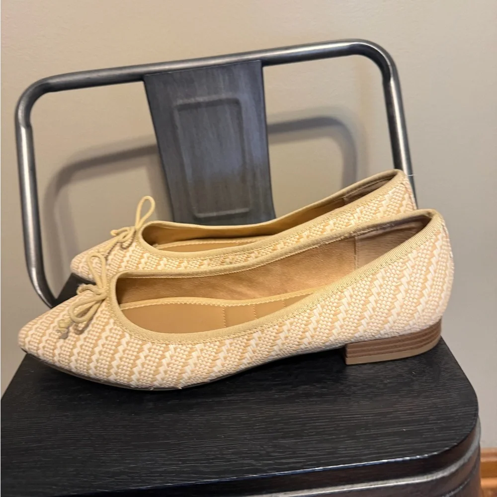 Kelly & Katie Abby Woven Pointed Toe Ballet Flats Bow Tan Beige 11M - Picture 7 of 13